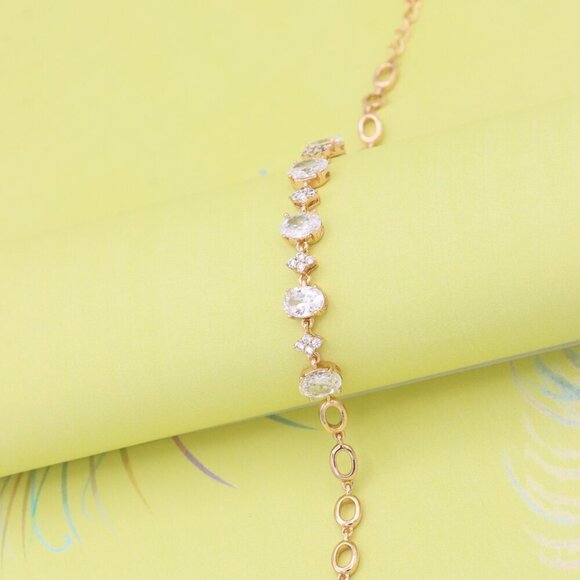 "Rose Gold Oval Cut CZ Bracelet with Sparkling Stone Clusters, XPBL0973 - Picture 5 of 12